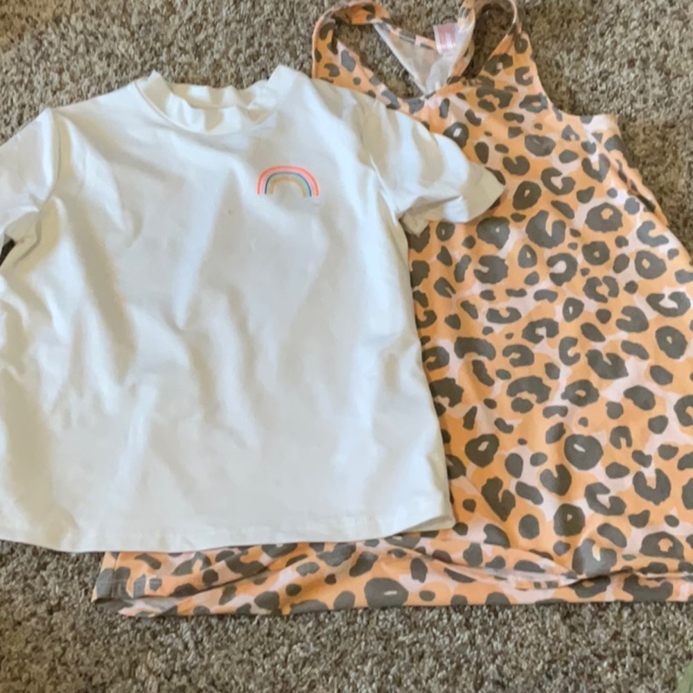Cat & Jack White and Orange Leopard Kids Swim Coverups